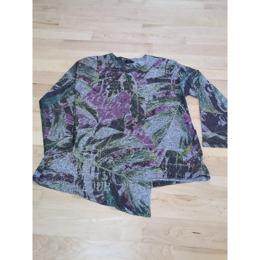 Inoah Long Sleeve Sweater Asymmetrical Hem Art To Wear Sz Large Multicolor